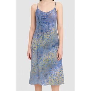 Handmade Babydoll Dress Blue Tan Brown Large L Sleeveless Y2K Fairy Flowy